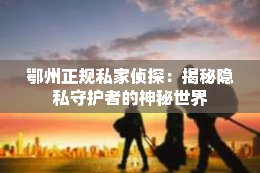鄂州正规私家侦探：揭秘隐私守护者的神秘世界
