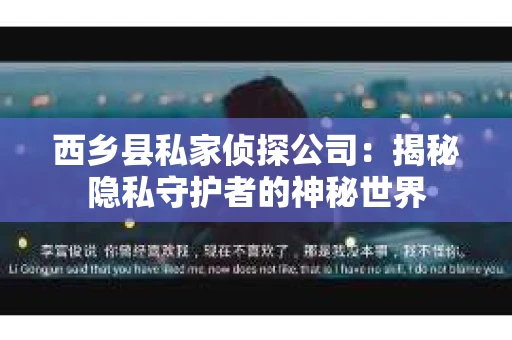 西乡县私家侦探公司：揭秘隐私守护者的神秘世界